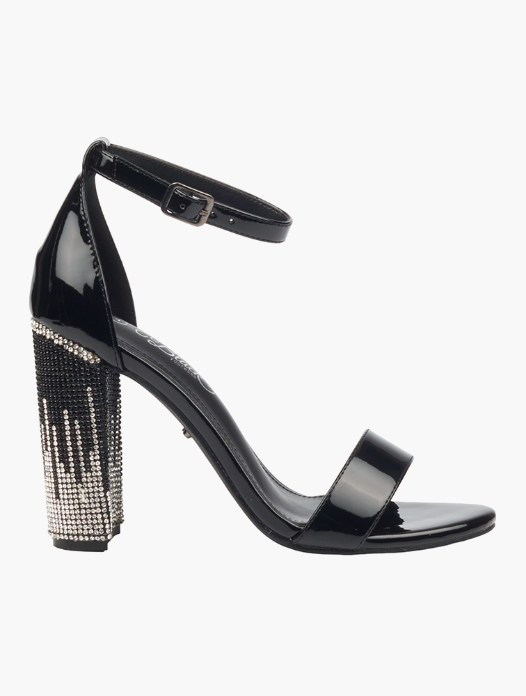 Black glitter block heels hot sale